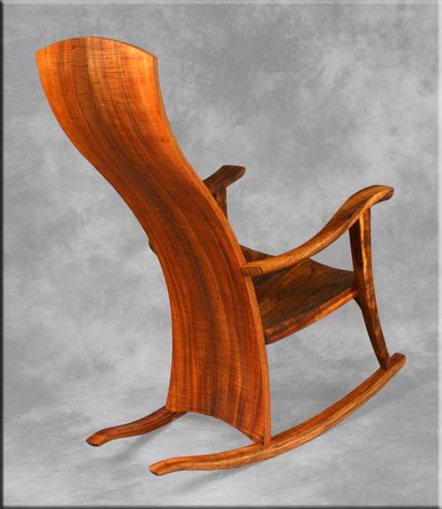 back side of Koa Rocker chair by Robert Lippoth